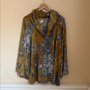 Fig & Flower Anthropologie Cowl Neck Floral Tunic Top – Size  2X